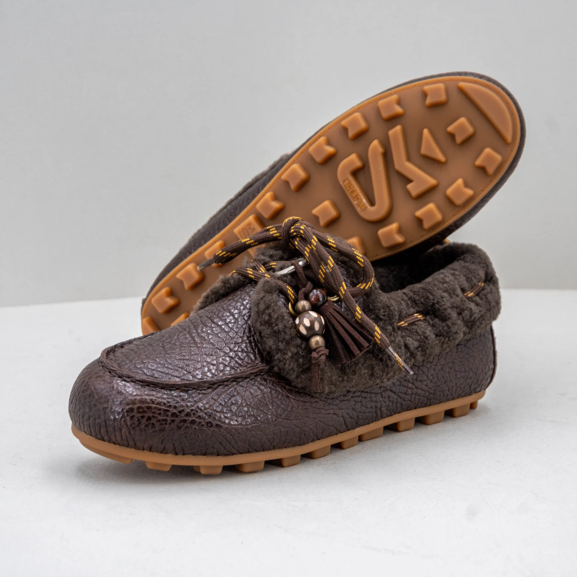 mocassino donna in pelle marrone scuro morbido