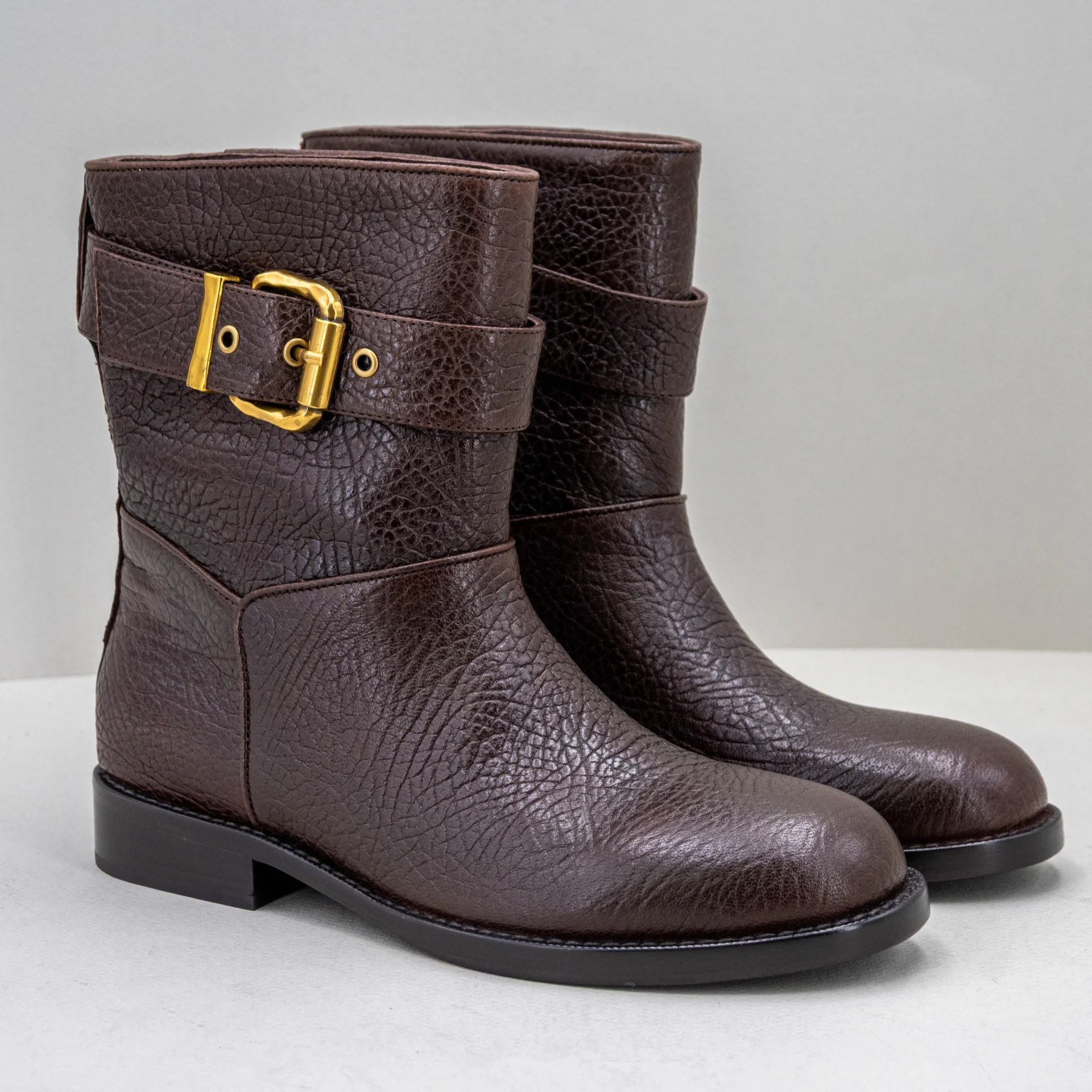 stivaletto donna in vera pelle colore marrone scuro