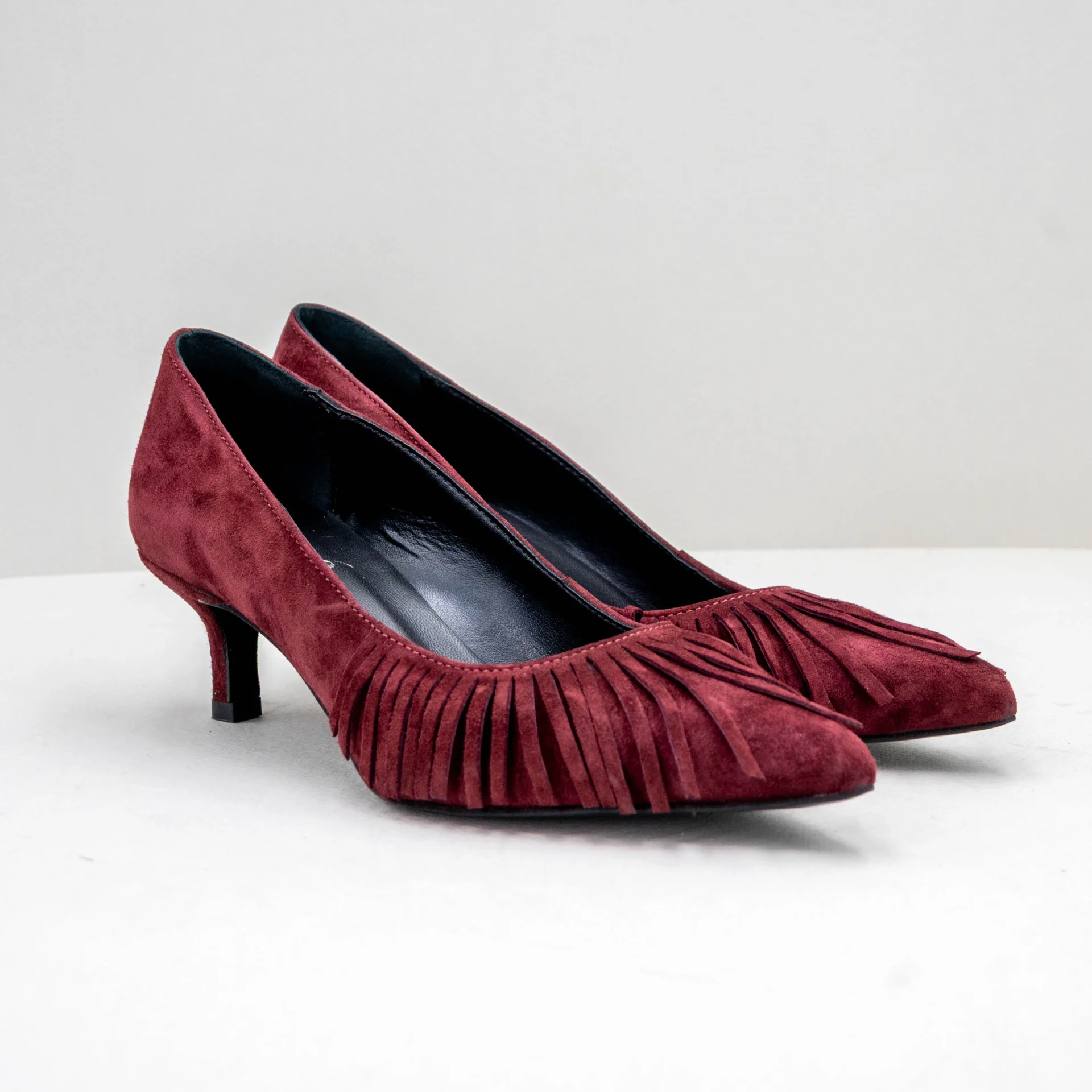 scarpa donna tacco basso, elegante colore rosso scuro