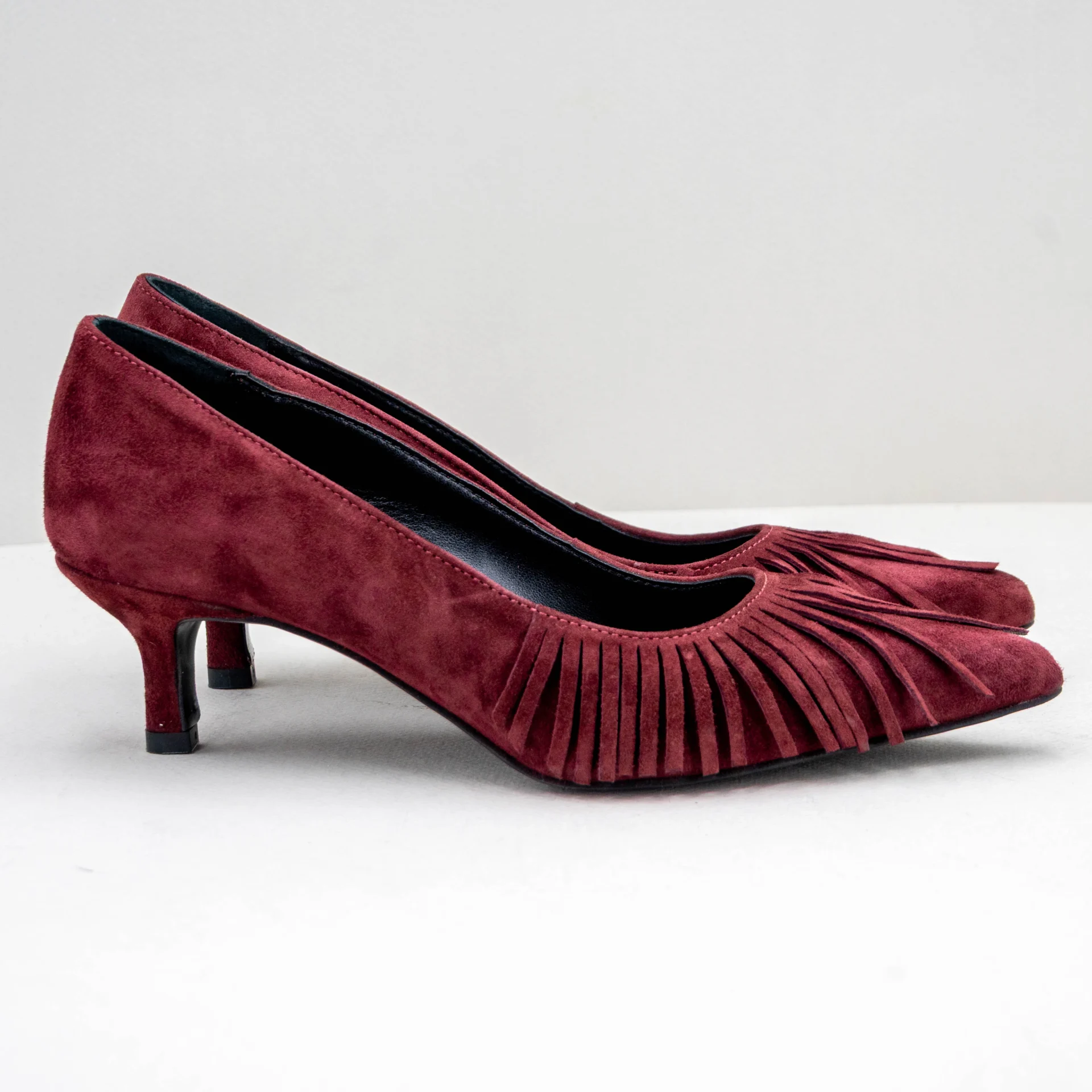 scarpa donna tacco basso, elegante colore rosso scuro