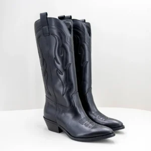 stivale texano nero in pelle donna