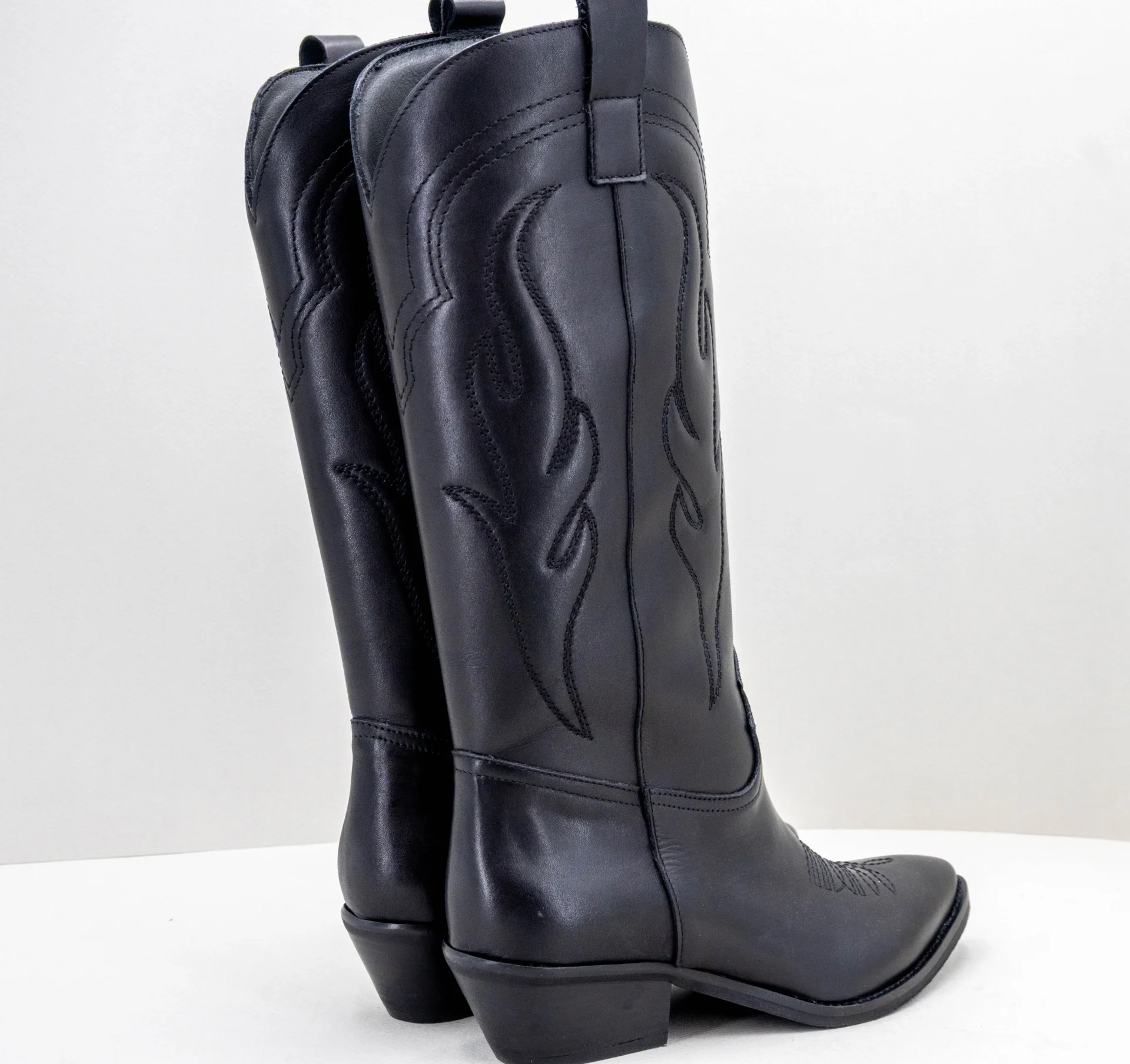 stivale texano nero in pelle donna