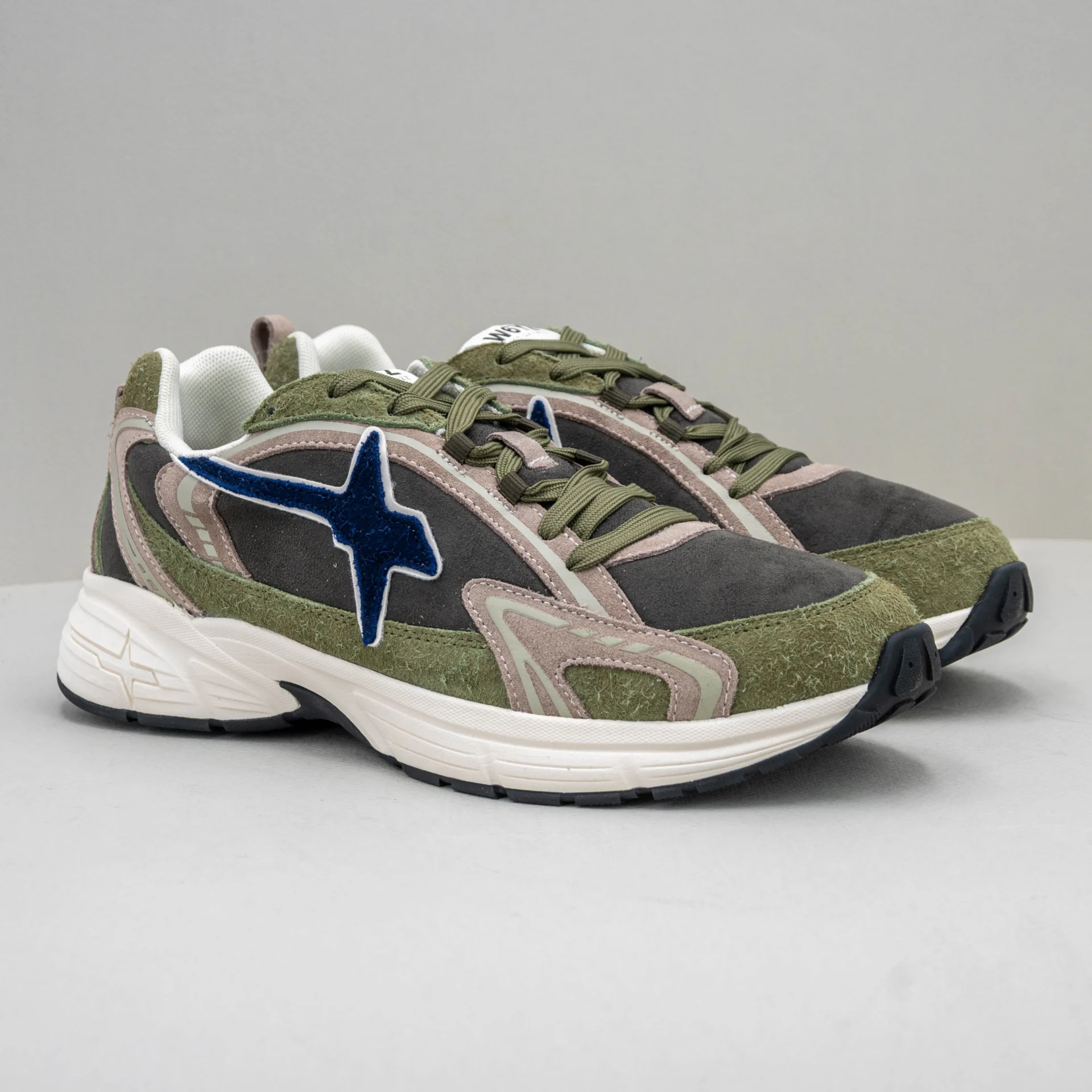 sneaker uomo verde militare e blu